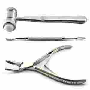 Juego de instrumentos dentales ortopédicos de alta calidad, incluyendo alicates para huesos, utilizados en cirugías dentales y manipulación ósea, como la injerto de huesos. - Product Image 4
