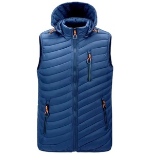 Gilet sans manches coupe-vent décontracté pour homme, avec poches, design uni, bleu, nouvelle collection, offre spéciale - Product Image 1