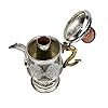 Pot à eau vintage en métal avec couvercle et poignée, bouilloire décorative finition argentée, motif complexe - Product Image 4