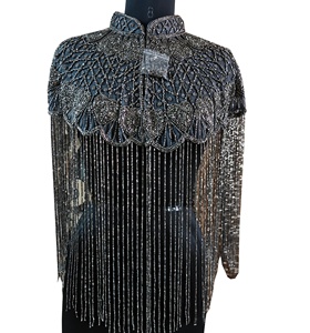 New Unique Plus Size Women's HandBeaded Breathable Mesh <b>Top</b> Poncho Multiwearable Cocktail Party Celebrity Embellished <b>Crystal</b> - Product Image 1