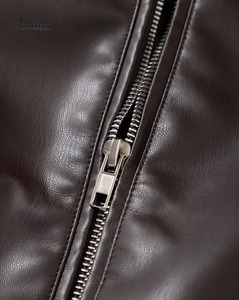 Veste en cuir d'agneau véritable marron uni pour homme, col montant, style classique et élégant, style urbain, vêtement d'extérieur d'hiver de haute qualité - Product Image 4