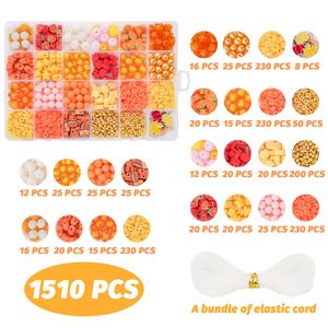 Kit di 1510 Perline per Braccialetti Autunnali, Scatola di Stoccaggio a 24 Scomparti, Perline in Argilla a Forma di Foglia d'Acero e Stella per Creazione di Gioielli, Perline Assortite - Product Image 2