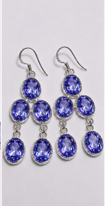 Tanzanite <b>Dangle</b> <b>Earrings</b> 925 Sterling <b>Silver</b> <b>Earrings</b>, Blue Violet Tanzanite Chandelier <b>Earrings</b>, Handmade Gemstone Jewelry Gif - Product Image 2