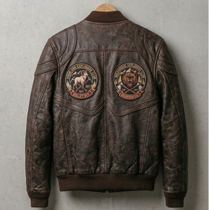 Ventes en gros de vestes bomber décontractées pour hommes, tendance automne-hiver, chaudes, surdimensionnées, avec patch, grandes tailles - Product Image 4