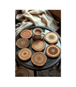 Stylish Wooden Coaster Bundle Solid Wood Drink Holders Rustic Tabletop Protection Decorative Home Accessories - Product Image 6