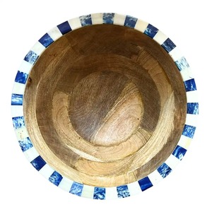 Tazón para Ensalada Artesanal de Madera Estilo Rústico FAIZA CRAFT con Incrustaciones de Hueso para Servir Alimentos - Product Image 6