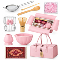 Ensemble Matcha Rouge le Plus Populaire, Ensemble Matcha avec Nœud Rose, Ensemble Matcha avec Sac, Boîte Personnalisée avec Logo pour Ensemble Matcha, Ensemble de Thé Matcha