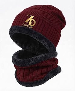 ZEDDISH Bonnet d'hiver décontracté 2-en-1 avec cache-cou intégré, doublure polaire, tricot épais, coupe-vent, thermique, pour homme et femme, idéal pour l'extérieur - Product Image 6