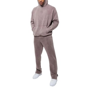 Ensemble de survêtement à capuche pour homme, couleur unie, sweat-shirt et pantalon décontractés, respirant, en coton, pour l'automne, coupe classique - Product Image 1