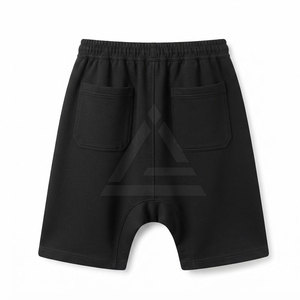 Pantalones Cortos Casuales de Hombre con Entrepierna Caída, Ajuste Holgado Oversize, Pierna Ancha, Cintura con Cordón, Mezcla de Algodón, Estilo Urbano Moderno - Product Image 2