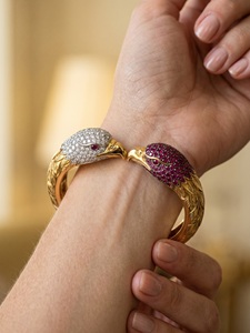 Pulseras de Oro 24K con Diamantes y Rubíes Engastados en Canal, Joyería de Lujo para Mujer, Ideal para Fiestas - Product Image 3