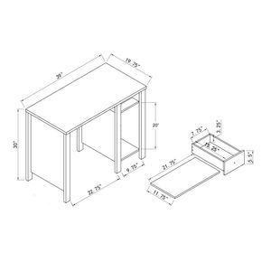 Scrivania Compatta 39"W per Casa e Ufficio, Scrivania per Studenti con Un Cassetto e Pomello in Legno, Marrone Taupe Scuro, Scrivania per Laptop e Computer con Cassetto per Tastiera - Product Image 5