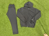 Ensemble de survêtement à capuche pour homme, couleur unie, fermeture éclair intégrale, poches latérales, coupe classique, vêtements décontractés, léger et respirant pour l'été