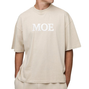 T-shirt en coton épais surdimensionné pour homme, logo imprimé en relief, streetwear, coupe décontractée, marque privée, production en gros OEM - Product Image 1