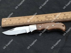 Couteau pliant artisanal en acier inoxydable pour la chasse, le camping et les activités de plein air, lame à pointe clip, épaisseur 2,5 mm, manche en bois de Chinar, 58 HRC, OEM - Product Image 5