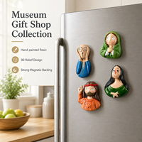 Imán de nevera 3D personalizado con figura artística de resina, artesanía única para regalos de museo, tiendas de souvenirs y vendedores de mercancía de galería.