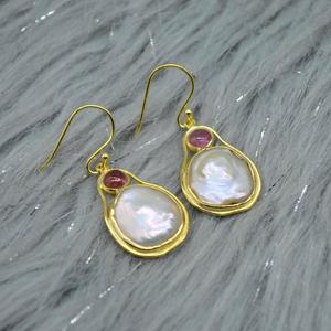 Pink Tourmaline Gemstone <b>Clip</b>-<b>on</b> <b>Earrings</b> 925 Sterling Silver <b>Gold</b> Plated Luxury Party Women's Jewelry June October Birthstone - Product Image 4