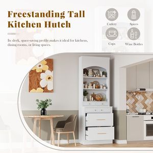 TOPMAX Dispensa da Cucina Moderna Alta 83,7 Pollici, Mobile Alto Indipendente con Top in Finto Marmo, Montaggio Facile, Video Incluso - Product Image 4