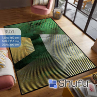 Tapis Shufu de haute qualité, fabriqué à la machine, avec envers en caoutchouc antidérapant, en flanelle, design moderne brillant, motif abstrait, poils moyens, fin.