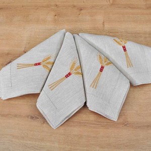 Set de table en lin de blé brodé à la main avec motif végétal, décoration neutre pour table à manger, pour la maison et les restaurants - Product Image 4