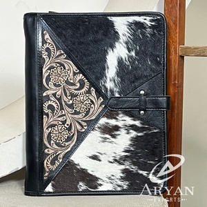 Carpeta Portafolio de Cuero Repujado a Mano con Diseño Floral, de Moda, para Documentos, Carpeta de Archivo Ejecutiva Premium - Product Image 1