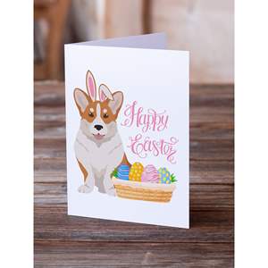 Red Cardigan Corgi Whimsical A7 Tarjetas de felicitación de Pascua Paquete de 8 tarjetas de nota en blanco con sobres Tamaño 5x7 - Product Image 2