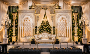 Boston Bollywood Style Wedding Stages Set Latest <b>Flower</b> Shaped Backdrop with LED <b>Lights</b> for Reception for Events USA - Product Image 4