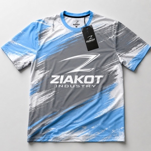 Camiseta Deportiva Personalizada para Hombre, Diseño Nuevo de la Industria ZIAKOT, Color Gris, Azul Claro y Blanco - Product Image 1