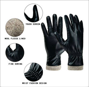 Mens Luxury Winter Cold Weather <b>Warm</b> Genuine Leather Dress Driving <b>Gloves</b> for Men Women - Product Image 2