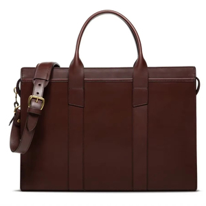 Premium Full Grain Genuine Leather Briefcase for Men Business Office Laptop Bag with Adjustable Shoulder Strap - Product Image 1