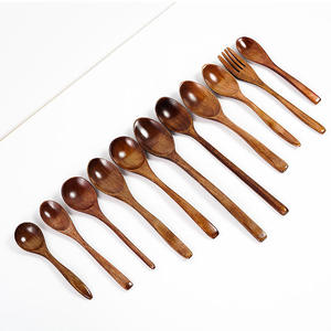 Wooden Spoon Set Long Handle Wooden Spoons and Fork for Cooking Soup Honey Coffee Dining - Product Image 1