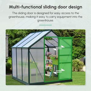 6 'X 6' X 7 'passeggiata serra in alluminio policarbonato portatile giardino serra pareti resistente ai raggi UV verde scuro sul tetto - Product Image 5