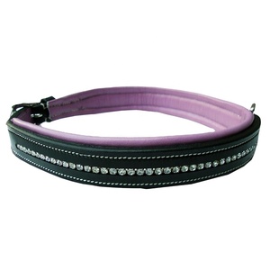 Handmade Finest Quality Leather Dog Collar With Soft Padded & <b>Crystals</b> Chain Work <b>Top</b> Indian Supplier Wholesaler & Manufacturer - Product Image 1