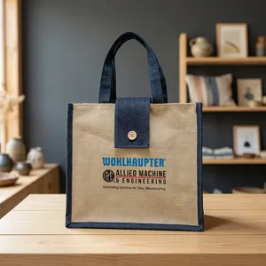 Jute <b>Shopping</b> <b>Bag</b> 14x16x5 Inch Eco Friendly <b>Reusable</b> Carry Tote for Market Grocery Retail Stores Events and Promotional - Product Image 4
