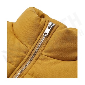 Blouson matelassé jaune à manches longues, col montant, fermeture éclair, coupe-vent, hiver, rembourrage épais en polyester, longueur courte - Product Image 4