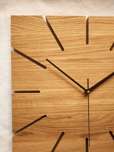 Hand Crafted Wooden Square <b>Wall</b> <b>Clock</b> Analog Quartz Design For Living Room Silent Operation Button Battery Powered - Product Image 5