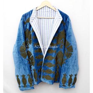 Wholesale Handmade Embroidered Velvet Jacket | Reversible Boho Colorful Nature Floral Stripe Butterfly Casual Eco-Friendly - Product Image 2