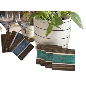 Venta al por mayor estilo europeo nogal cuadrado posavasos de madera epoxi clásico utilizado como tapas de mesa para vasos para uso doméstico o de oficina - Product Image 3