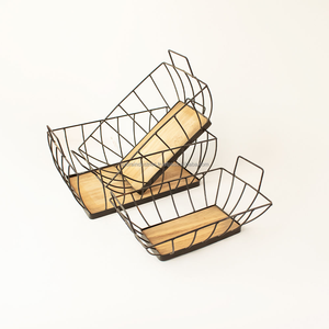 Customized Household Iron Wire <b>Fruit</b> <b>Storage</b> Basket with Wooden Bottom, Iron Edge Countertop, <b>Fruit</b> Basket - Product Image 3