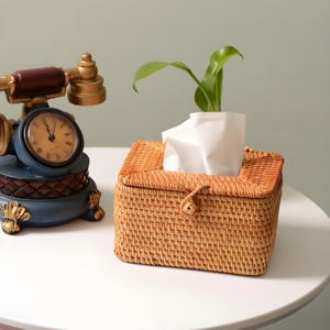 กล่องใส่กระดาษทิชชูหวายตกแต่งบ้าน ราคาส่ง คุณภาพดี งานสานมือธรรมชาติ ของตกแต่งโต๊ะสไตล์นอร์ดิก กล่องเก็บของสำหรับใส่กระดาษ - Product Image 6