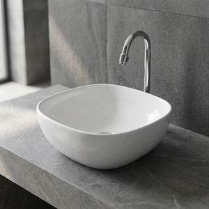 Lavabo en céramique et porcelaine rectangulaire à double trou pour comptoir, idéal pour la maison, la villa, la cuisine, le salon et la salle de bain - Product Image 1
