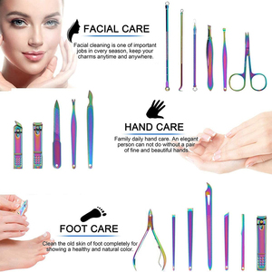 Professional OEM Leather Manicure Set Pedicure Care Tools New Rainbow <b>Nail</b> File Clippers Beauty Grooming Kit in Box Packaging - Product Image 2