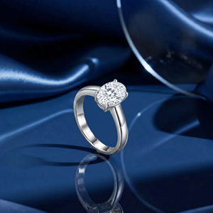Anillo de Compromiso Solitario con Diamante Cultivado en Laboratorio, Corte Ovalado, Oro Blanco, Anillo de Promesa Minimalista, Anillo de Novia, Joyería Fina, Regalo - Product Image 4