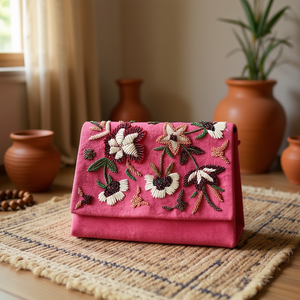 Bolso de Mano Artesanal de Lujo Indio, Multicolor, Forma de Baguette, Duradero, Estilo Étnico, Hecho a Mano, con Cristales, Accesorios de Moda, para Uso Diario - Product Image 3