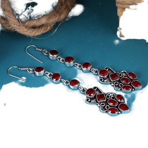Red Brass Trendy Long Statement Antique <b>Silver</b> Plated Bold Drop <b>Earrings</b> for <b>Wedding</b> & Party Wear | Wholesale Bulk Supplier - Product Image 5
