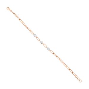 Bracelet chaîne à maillons ovales en diamant de laboratoire or rose - Product Image 2