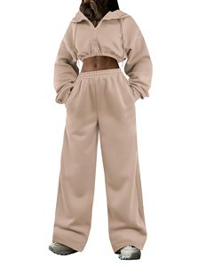 Conjunto de Sudadera de Alta Calidad con Estampado y Hombros Caídos, Top Corto de Manga Larga para Mujer, Sudadera con Cremallera Ajustada y Pantalones Cortos, Conjunto Deportivo - Product Image 2