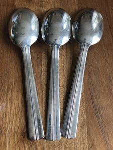 Modern Stainless Steel Silver Spoons Set with Unique Handle Design Royal Cutlery for Restaurant Wedding or Back to School - Product Image 2