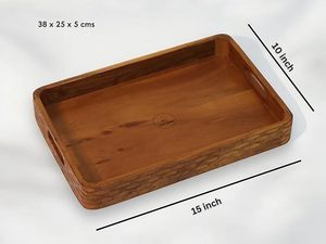 Plateau de service en bois d'acacia de qualité supérieure pour la maison, la cuisine, le restaurant, le bureau - Product Image 2