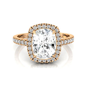 Bague en or jaune 14 carats pour femme, 2 carats, 8,2x6,2 mm, taille radiant, design halo de luxe, avec accent de diamant de laboratoire, pour mariage et fiançailles - Product Image 1